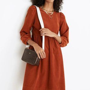 Madewell Corduroy Puff-Sleeve Mini Dress Womens